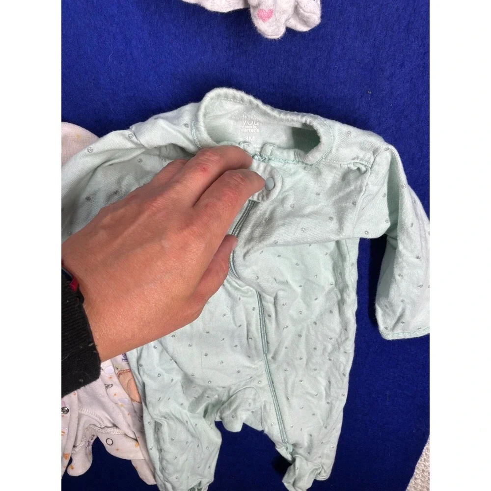 Cottagecore Baby Girl Carter's Gerber Pajamas Lot 0-3M Multicolor